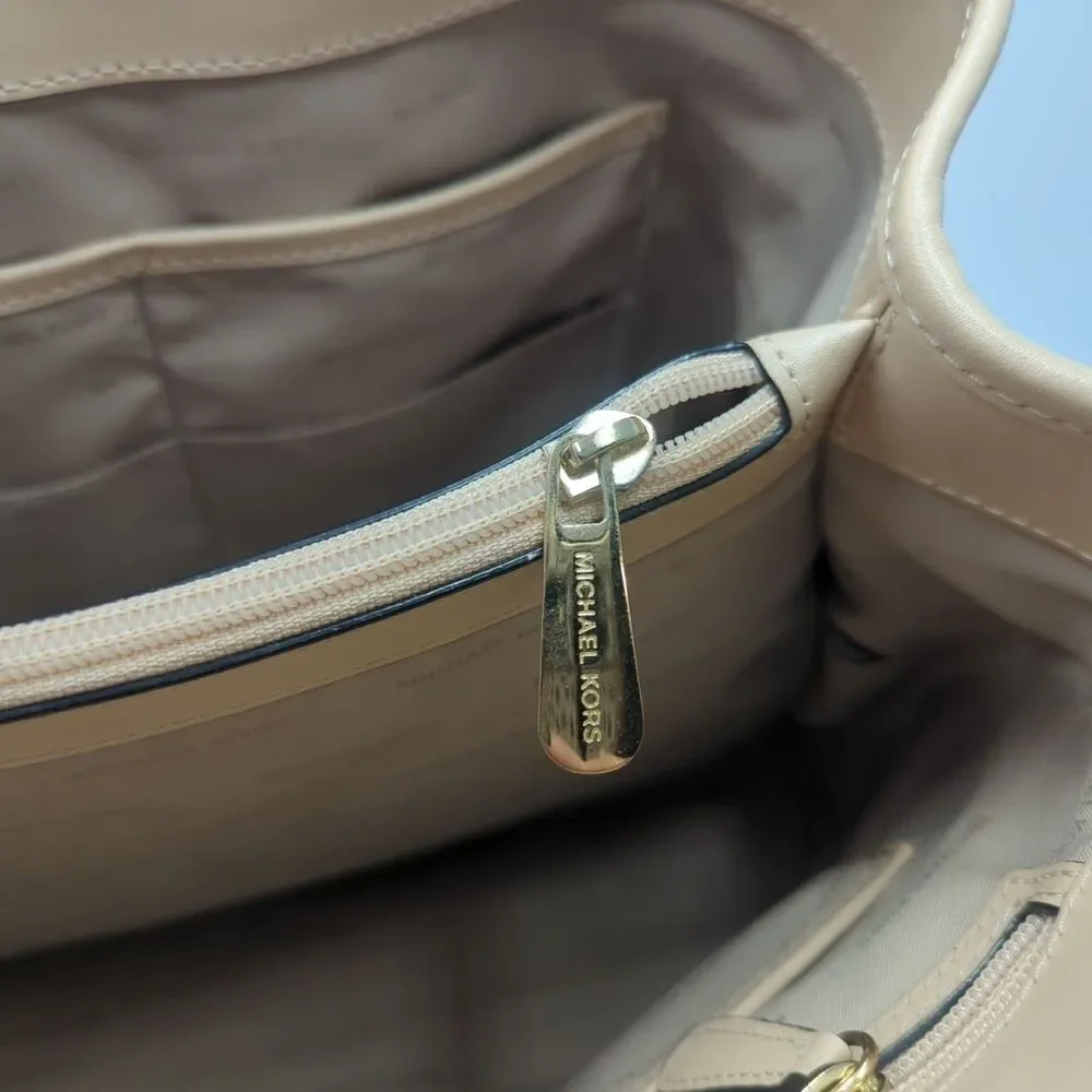 Michael Kors Jet Set Travel East West Monogram Tote Bag Purse Vanilla - Picture 11 of 16